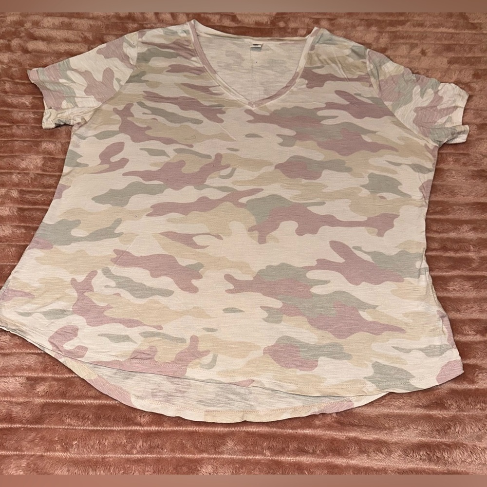 Camouflage V-Neck Women's Top